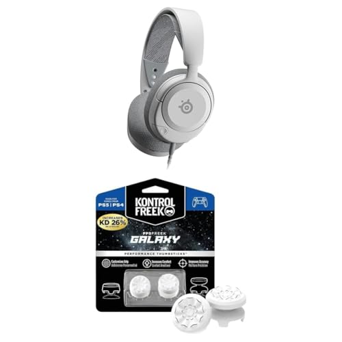 SteelSeries Arctis Nova 1P for PlayStation - PS5 Gaming Headset - Hi-Fi Drivers - 360° Spatial Audio + KontrolFreek FPS Freek Galaxy White for PlayStation (PS4/PS5 Controller) Performance Thumbsticks
