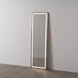 LOLAhome Espejo vestidor Rectangular táctil con luz LED, Marco Dorado de Aluminio, 160x50 cm, Anclaje Vertical/Horizontal, Sensor on/Off, con Enchufe Europeo, Listo para Colgar
