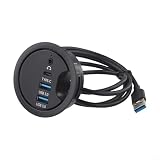 Snowchecking Passacavo da scrivania USB 30 con interfaccia audio a doppia porta, organizer per cavi da 60 mm, per cuffie e microfono e gioco, per PC desktop e laptop, nero