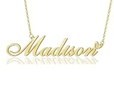 AOLO Madison Heart Name Necklace 18k Gold Plated Stainless Steel Nameplate Pendant Jewelry for Womens Mens 16'