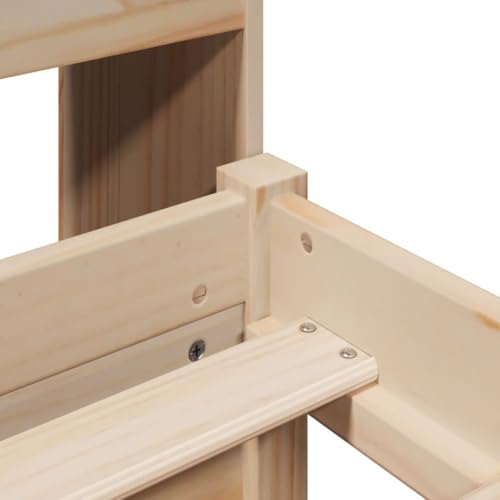 vidaXL Massivholzbett, Bett mit Bücherregal ohne Matratze, Bettgestell mit Lattenrost, Holzbett Doppelbett für Schlafzimmer, 180x200cm Kiefer – Bild 5