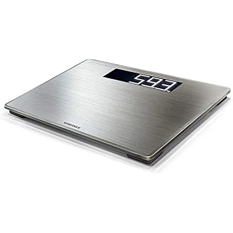 Soehnle Style Sense Safe 300 Personen Digitalwaage mit extragroßer LCD-Anzeige, flache Personenwaage mit Anti-Fingerprint-Beschichtung, Waage aus Edelstahl Cover