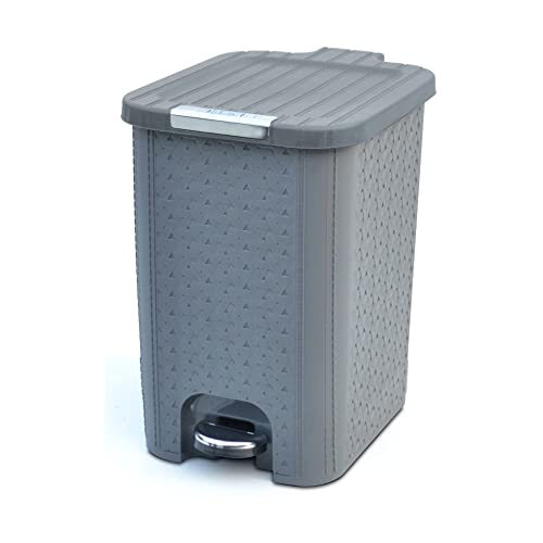 Image of FLAIR Ultra Home Pedal Trash Bin - 15L Large Dustbin with Inner & Lid | Unbreakable Plastic, Odor Control, Lightweight | Non Garbage Smell | Perfect for Bathroom, Kitchen & Office (Grey)