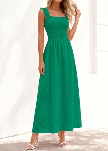 Image of KIRUNDO Summer Lace Dress for Women Eyelet Maxi Sundress