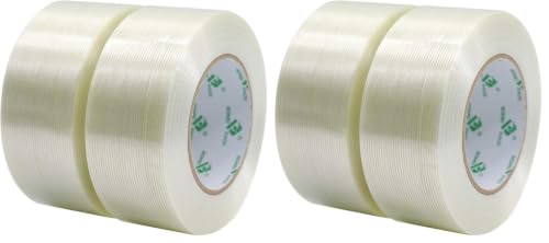 Image of BOMEI PACK Filament Strapping Tape, 5.3 Mil 2 Inch x 60 Yards, Heavy Duty Reinforced Fiberglass Packing Tape, 4 Pack