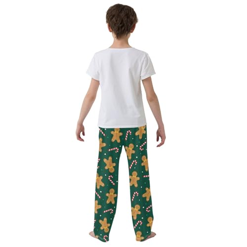 Boys' Pants Gingerbread Man Sweets Dots Green Long Bottoms Jogger Pants Elastic Waist Trousers with Pockets S-XL3