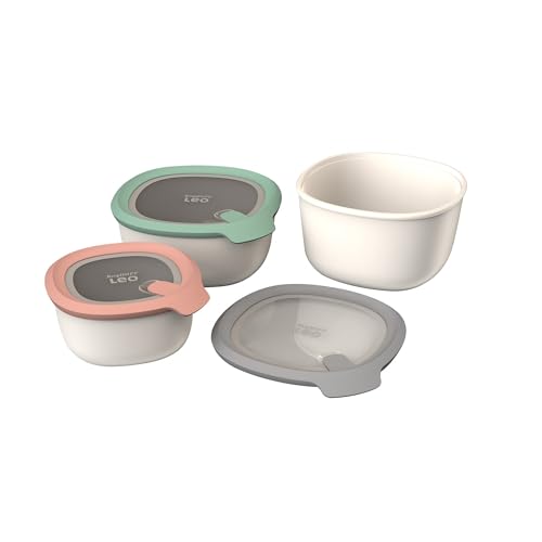 Berghoff 3950220 Set mit 3 stapelbaren Lebensmittelbehältern, Deckel aus Silikon, geeignet für Kühlschrank, Mikrowelle, Geschirrspüler