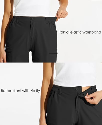 WILLIT Damen Shorts Wanderhose Kurze Hose Sommer Cargohose Radhose Stretch Sporthose Golfshorts Schnelltrocken Wander Outdoor Leichte Reise Shorts mit Taschen Schwarz XXL