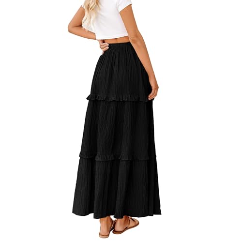 Women's Long Summer Skirt 2025 Elegant High Waist Cocktail Party Wedding Guest Dress Flared A-Line Midi Skirts3