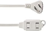 Amazon Basics 3-Foot 2-Prong Cord d'extension intérieure bande de puissance-Flat Plug-13 Des ampères, 1625 watts, 125 VAC-2-Pack, blanc