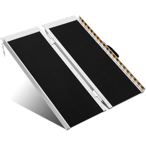 Portable Wheelchair Ramp 5FT, Anti-Slip Aluminum Handicap Ramp for Wheelchair for Wheel Chair Ramp Steps, Home, Cars, Scooter, Curbs, Stairs, Cart Non
