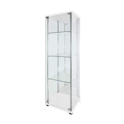 地球家具 ガラスコレクションケース MISTA ミスタ 本体 スリムタイプ 高さ123cm 背面ミラータイプ コレクションラック ガラスケース ディスプレイラック ※LEDユニット、扉用鍵は別売 (幅40cm ミドルタイプ、ホワイト)（Amazon）