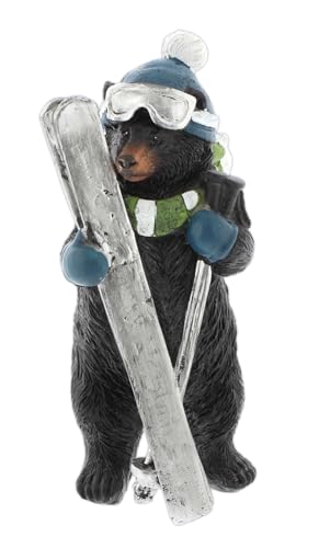 The Bridge Collection 7" Resin Black Bear with Ski Gear