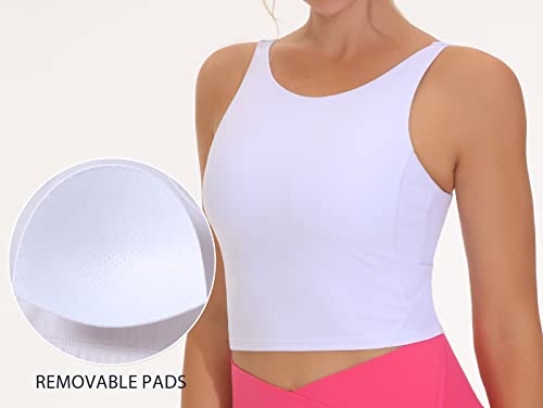 Image of THE GYM PEOPLE Women Sports Bra Sleeveless Padded Running Workout Tank Tops | U-Shaped Beauty Back, High-stretch fabric, Crop design, Sleeveless, Removable pads, Ideal for workout and daily wear