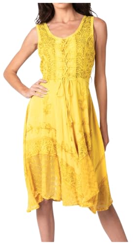 Image of Sakkas Magdilena Stonewashed Corset Front Embroidered Dress