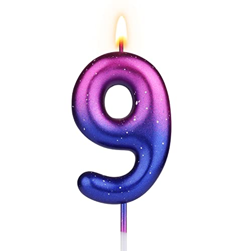 Toymis 2.4In Birthday Candle, Purple Blue Gradient Number Birthday Candles For Cake Number Candle Decoration For Kids Adults Birthday Party Wedding Anniversary Graduation Ceremony (9) #TOP9