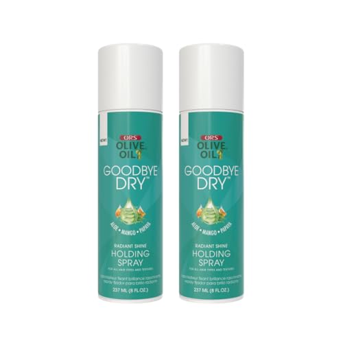 Image of ORS Olive Oil Goodbye Dry Radiant Shine Holding Spray with Aloe, Mango & Papaya, Hydration & Nourishing for all Hair Types and Textures 8 Ounces (Pack of 2)