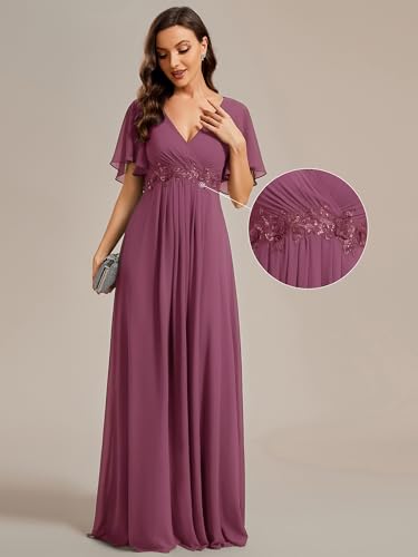 Image of Ever-Pretty Womens V Neck Applique Mother of the Bride Dresses Formal Dress