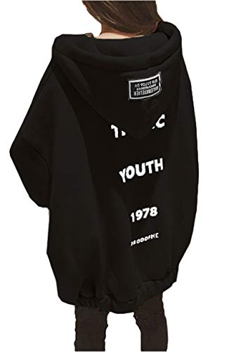 [SeBeliev(シービリーヴ)] ロゴ ジップ パーカー BK2XL ゆったり ジップアップ パーカー あったか 裏起毛 トップス アウター フード付き オーバーサイズ カジュアル