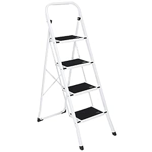 ZENY 4 Step Ladder, Folding Step Stool with Wide Anti-Slip Pedal, 330lbs Sturdy Steel Ladder for Adults, Portable Steel Step Stool for Home Kitchen Office