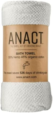 Anact - Hemp Bath Towel - Fast Drying Organic Cotton Blend Spa Quality Bath Towel - 55% Hemp, 45% Organic Cotton Textured Absorbent Bath Towel - White