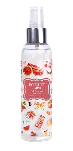 BOUQUET GARNI Body Mist Pink Grapefruit - Vitamin E Long Lasting Deep Moisturizing Fragrance Body Spray for Women - Citrus Acid Removing Dead Skin Cells Low Irritation with Safe Ingredients 4.9 Fl Oz