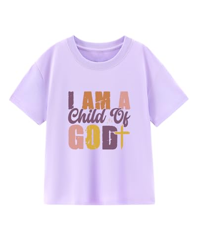 Image of Christian T-Shirts Child of God Shirt Kids Toddler Cute Girls Boys Short Sleeve Tops Graphic I'm A Child of God Tee 2-8 Years