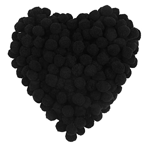 MOREFEN 150 Pieces Pom Poms, 1 Inch Black Craft Pom Poms, Fuzzy Pompom Puff Balls, Small Pom Pom Balls for DIY Arts, Crafts Projects, Home Decorations