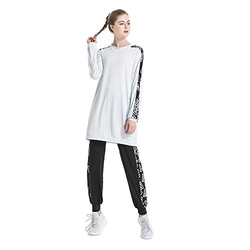 Dreamsy Muslim Sports - Chándal de cuello redondo para mujer, estilo árabe Blanco blanco XXX-Large