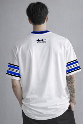 Image of Men's Polyester Oversize Printed T-Shirt, Color Block, Round Neck, Regular Fit, Urban Streetwear Theme