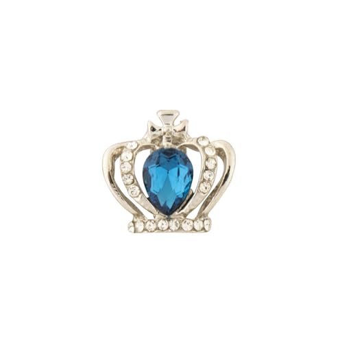 Broche de corona azul y cristal blanco accesorio real de metal para traje de caballero