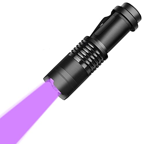 Chanhan Lampe Torche Noire de Lumière UV de Torche,Lumière 3 Modes,Ultraviolets de la Torche 395nm,Détecteur D'urine,1 Paquet