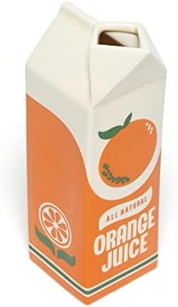 ban.do Vintage Inspired Rise and Shine Decorative Ceramic Vase, Unique Home/Kitchen/Office Accent, Orange Juice