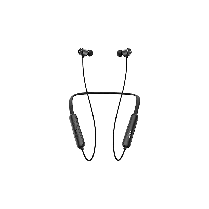 Mivi Collar Flash Bluetooth Wireless in Ear Earphones,24 Hours Battery Life, Booming Bass, IPX4 Sweat Proof, Passive Noise Cancellation, Bluetooth 5.0 with mic (Black)