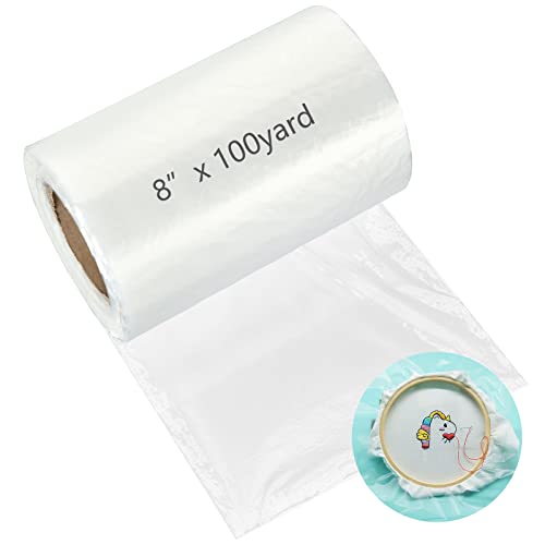 YAYODS Stabilisateur de broderie lavable de 20 cm x 90 m, 20 cm x 90 m, film de finition soluble dans l'eau, film de décoration de broderie de 35 um pour machine à broder et coudre à la main Cover
