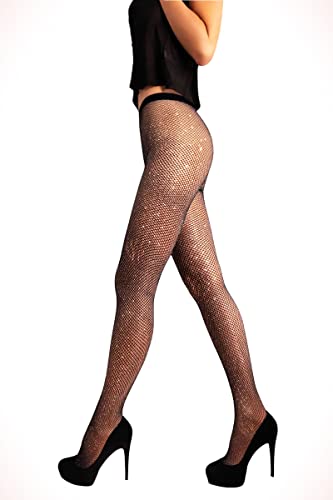 Image of Mila Marutti Fishnet Tights for Women | Black Fish Net Stockings | High Waist Fishnet Pantyhose Multiple Colors