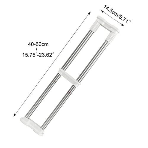 Hershii 2 Pack Expandable Closet Shelf Tension Rod Adjustable Metal Storage Rack Cabinet Organizer Diy Divider Separator For Wardrobe Cupboard Kitchen Bathroom, Ivory, 15.75-23.62 In #TOP2