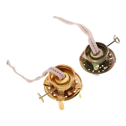 Toyvian Lot de 2 Brûleurs pour Lampe à Pétrole Vintage avec Régulateur en Métal Porte-Mèche 4 Griffes Doré et Argenté Accessoires pour Lanternes à Pétrole Intérieur et Camping