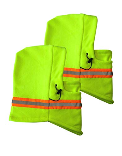 Men Hi Visibility Reflective Winter Thermal Fleece Balaclava Mask Ski Motorcycle Full Face Mask Neck Cover Windproof (2Pcs Noen Lime) - Thumbnail 3