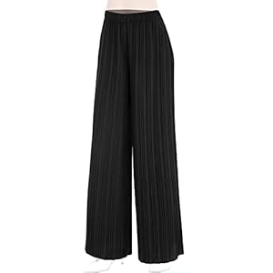 Made By Johnny Women’s Pleated Wide Leg Palazzo Pants with Drawstring
