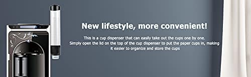OKBY Cup Dispenser - 60-80 Cups Paper Plastic Cup Dispenser,One Touch Button Cup Holder for Coffee Dispenser Water Cooler Machine (9 x 41.5cm, White)