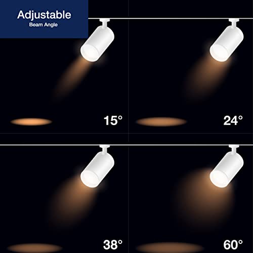 Flsnt 1200Lm Dimmable Led Track Lighting Heads For Juno Track 100W Equivalent, Adjustable 15°/24°/38°/60°Led Spotlight, 15W, Cri90+, 3000K Soft White, White #TOP2