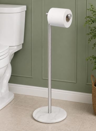 Image of KES Toilet Roll Holder Freestanding with Marble Base (Taller Version), 66CM Height Floor Toilet Paper Holder Stand Weighted Base for Bathroom Rustproof 18/8 Stainless Steel Brushed Finish, BPH284S66-2