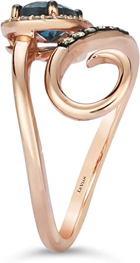 1/8 Carat Diamond and Oval Blue Topaz Bypass Ring for Women in 14k Rose Gold (G-H/Fancy Brown, VS2-SI1, cttw) Anniversary Promise Ring Size 5 to 10.5 by LeVian4
