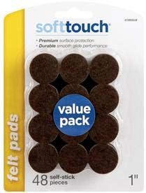SoftTouch 48-Pack 1-inch Brown Round Felt Pad
