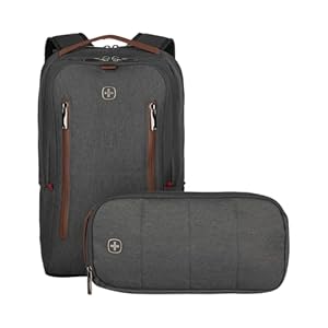 WENGER CityUpgrade Laptop-Rucksack mit Umhängetasche, Kompakt, Notebook bis 16 Zoll, Tablet bis 12 Zoll, 15 l, Damen Herren, Business Uni Schule Reisen, Grau, 606489
