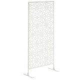 Outsunny Biombo de 3 Piezas Biombo Separador de Ambientes con Diseño de Copo de Nieve Biombo para Exterior Jardín Patio Terraza 92x45x198 cm Blanco