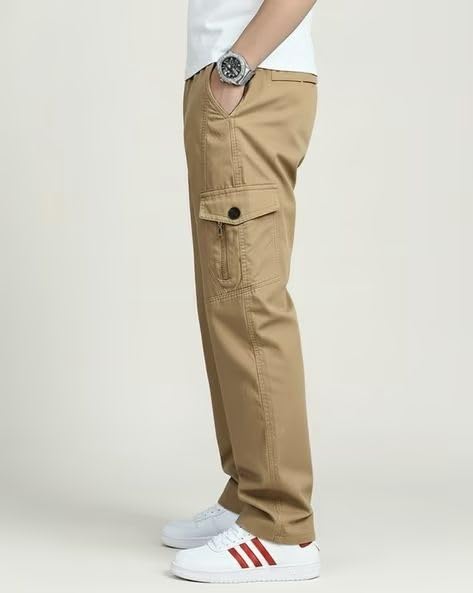 Image of Vikita Enterprise Men's Relaxed Fit Cotton Cargo Pant with Full Length and Zipper Closure Type | Mens Cargo Pants with Pocket