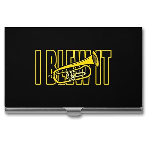 Trumpet I Blew It Business Card Holder Slim Credit Case Pocket Name Case Wallet for Men Women