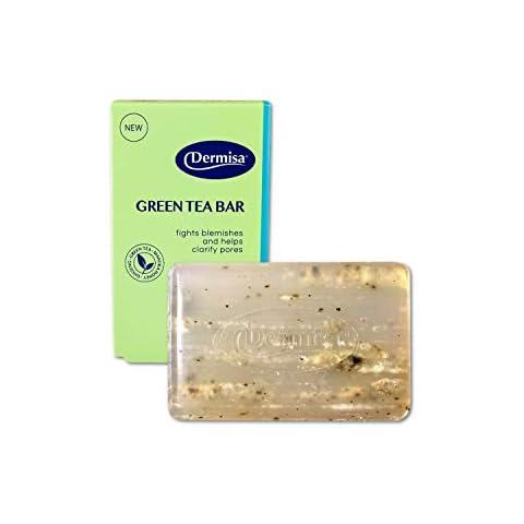Dermisa Green Tea Bar | Gentle Skin Cleansing and Exfoliation | Contains Antioxidants Green Tea, Manuka Honey, Ginseng | NO PARABENS, NO SULFATES | 3OZ per Pack Cover